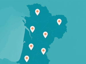 Une illustration pour la page carte des centres spécialisés de Nouvelle-Aquitaine de Domoplaies Nouvelle-Aquitaine