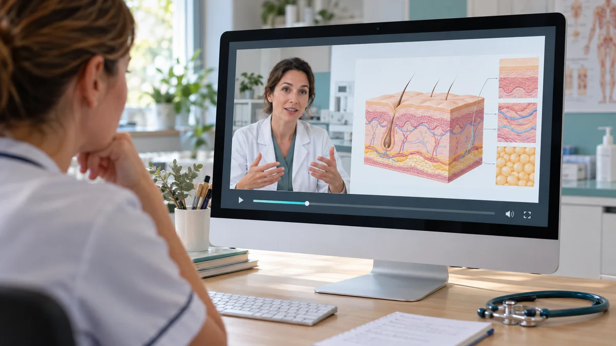 Illustration d’un webinaire médical suivi sur ordinateur